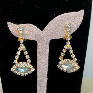 Light baby blue rhinestone drop dangling earrings